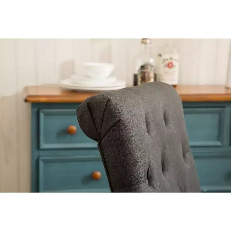 Chaise de salle à manger capitonnée en bois massif, gris anthracite, lot de 2
