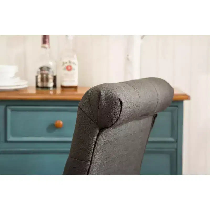 Chaise de salle à manger capitonnée en bois massif, gris anthracite, lot de 2