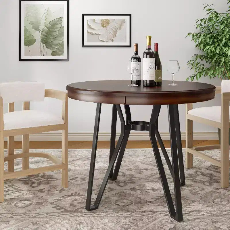 46.85 Round Top 4 Seats Counter Height Table with Hairpin Leg