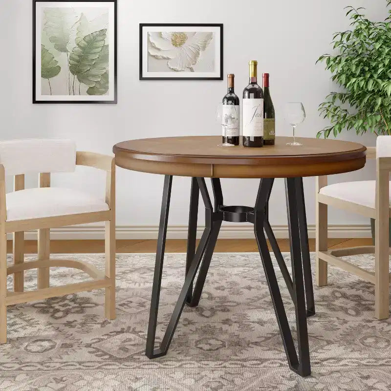 46.85 Round Top 4 Seats Counter Height Table with Hairpin Leg