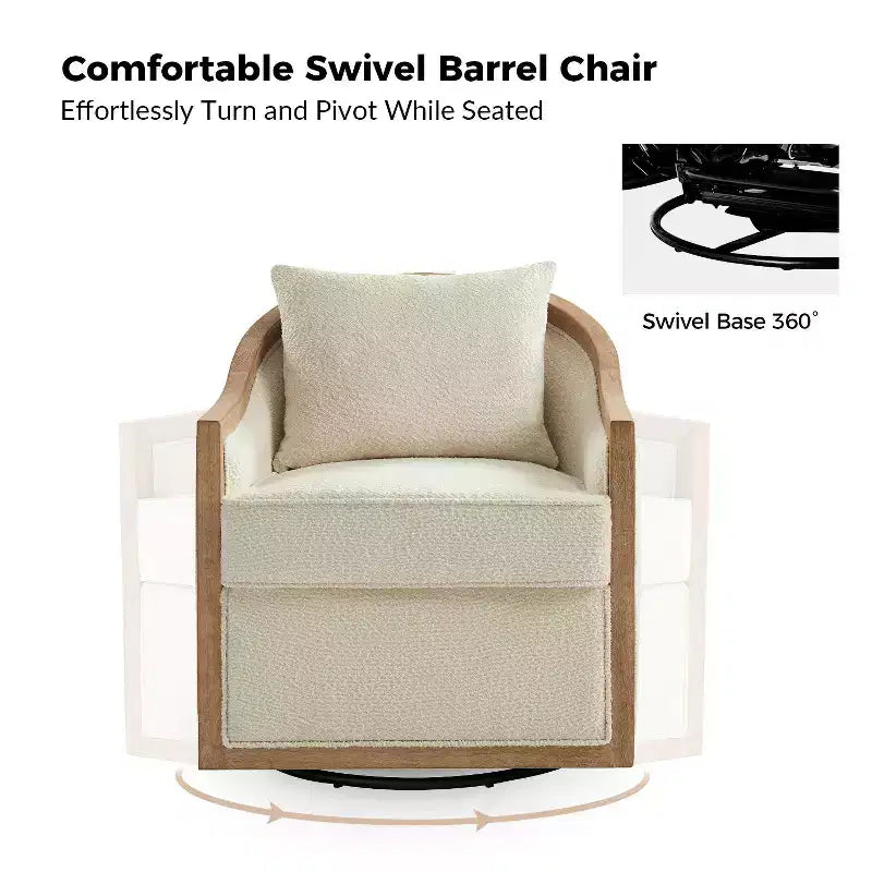 Farmhouse Rattan Solid Wood Armchair with Solid Wood Edging