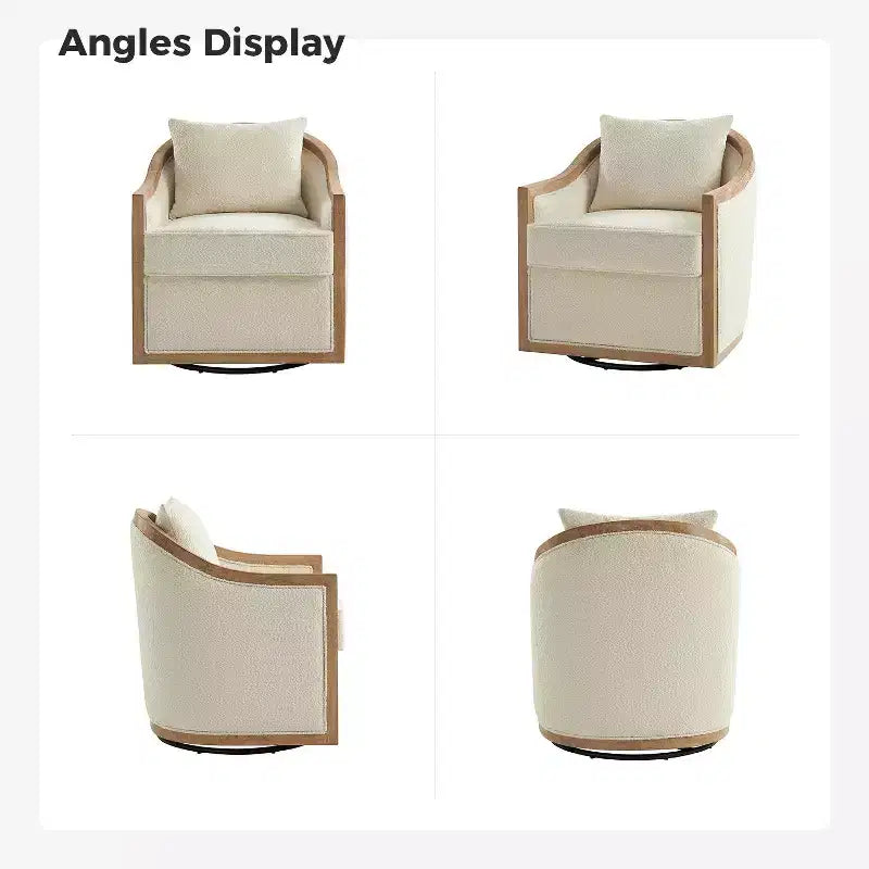 Farmhouse Rattan Solid Wood Armchair with Solid Wood Edging