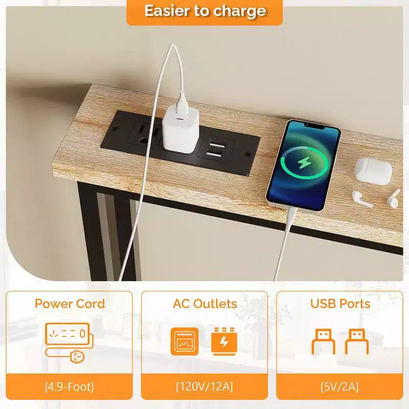 colored 1-piece Set Melamine + Iron Hallway Table with Power Strip