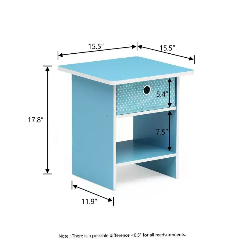 2PCS Nightstand Sofa End Table Bedside Table with Bin Drawer & Open Shelf