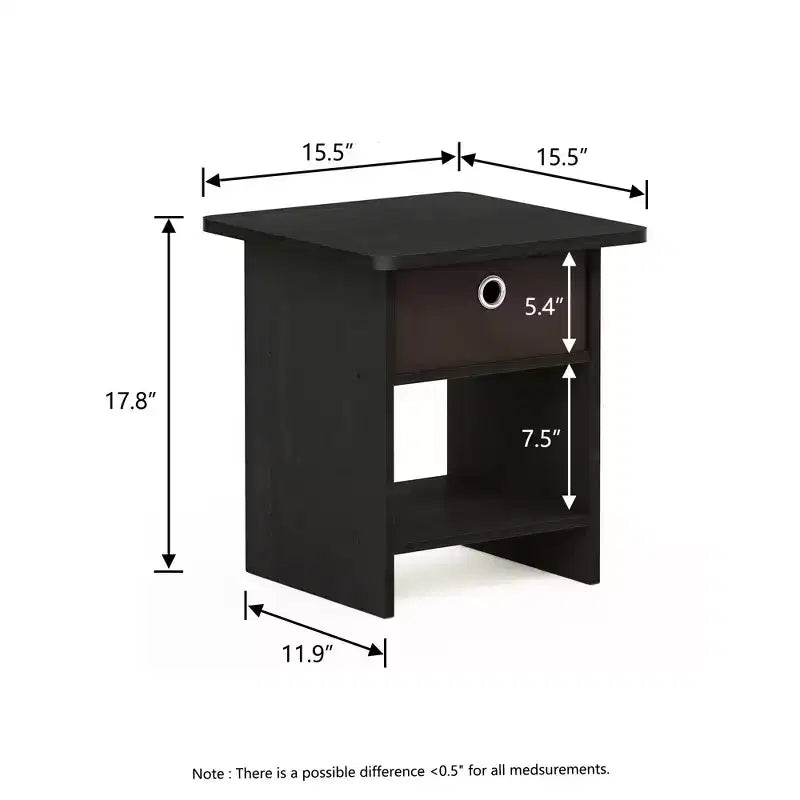 2PCS Nightstand Sofa End Table Bedside Table with Bin Drawer & Open Shelf