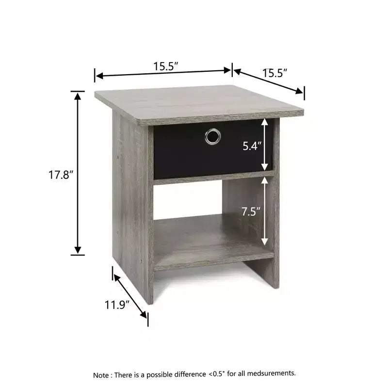 2PCS Nightstand Sofa End Table Bedside Table with Bin Drawer & Open Shelf