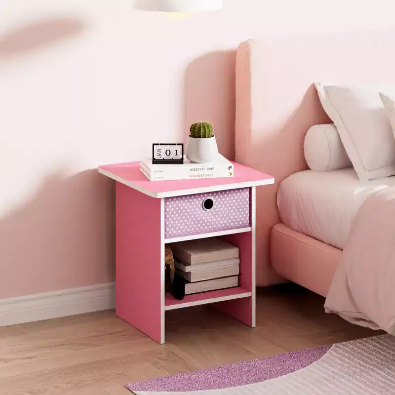2PCS Nightstand Sofa End Table Bedside Table with Bin Drawer & Open Shelf