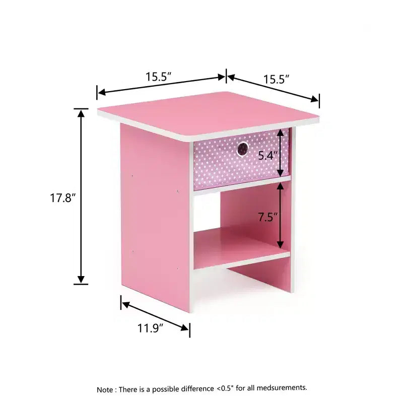 2PCS Nightstand Sofa End Table Bedside Table with Bin Drawer & Open Shelf
