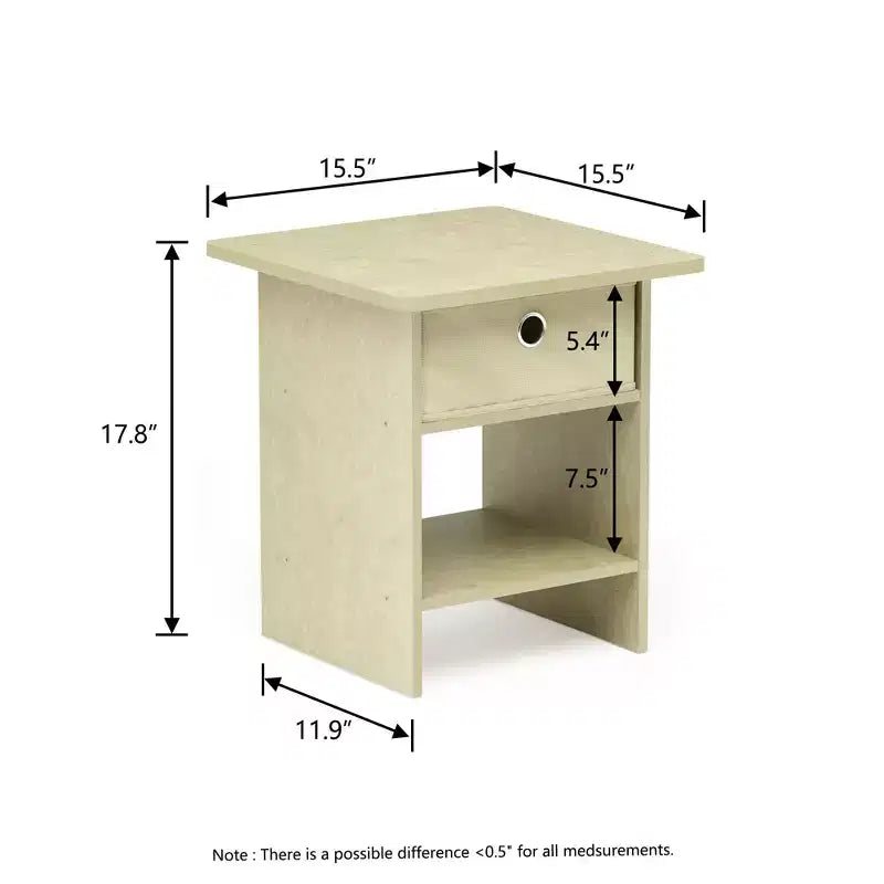2PCS Nightstand Sofa End Table Bedside Table with Bin Drawer & Open Shelf