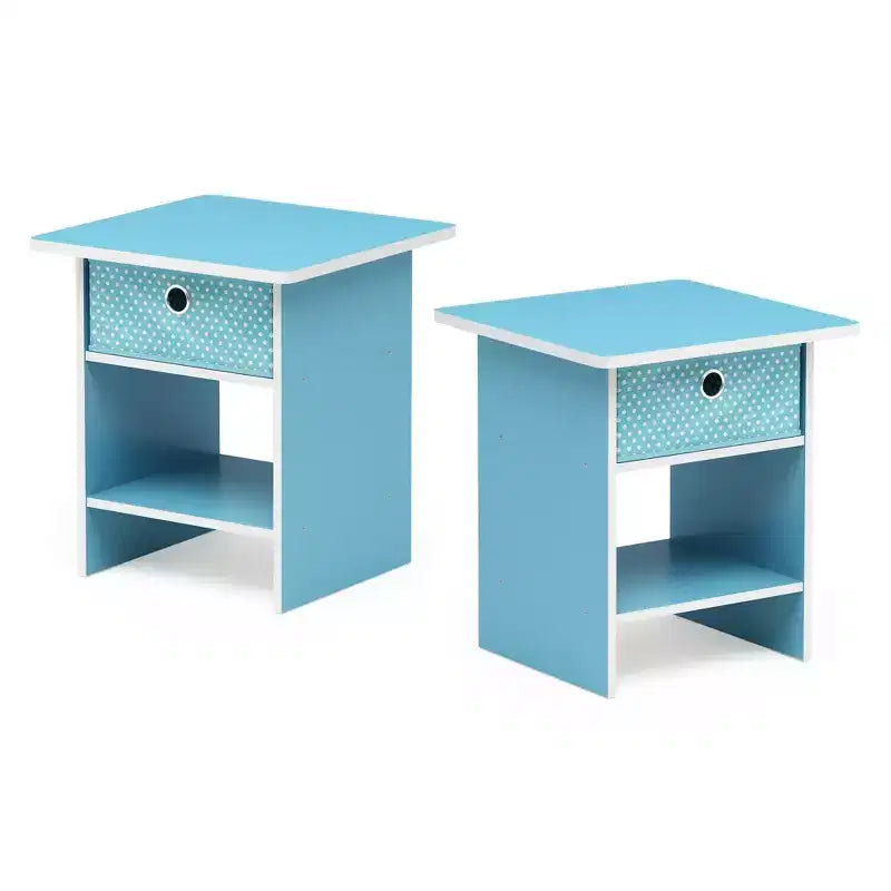 2PCS Nightstand Sofa End Table Bedside Table with Bin Drawer & Open Shelf