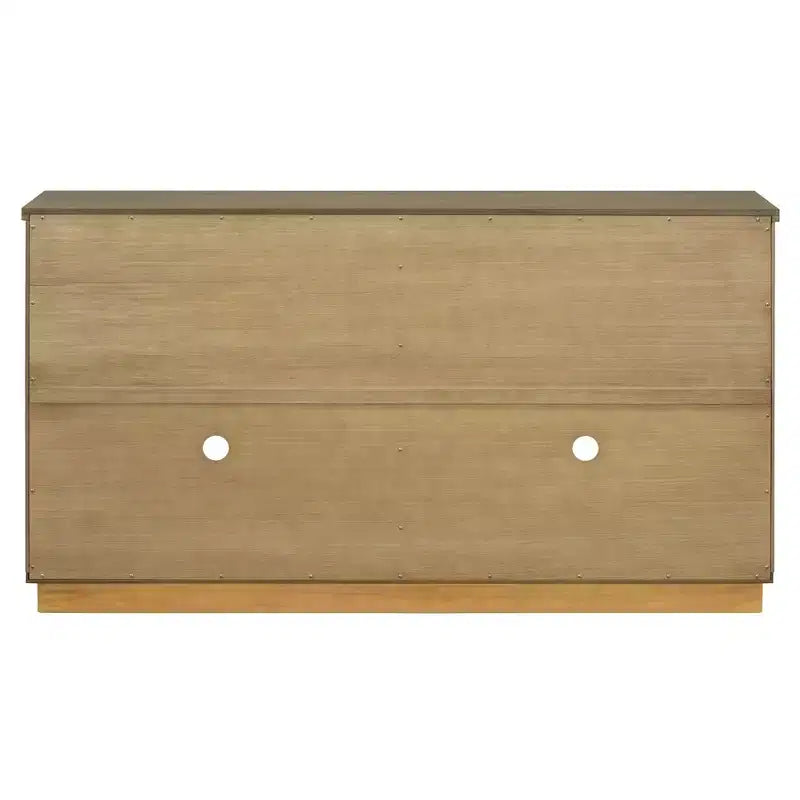 4-Door Sideboard Cabinet with Glass Doors, Large Storage Sideboard with Adjustable Shelves for Kitchen and Dining Room, Old Pine