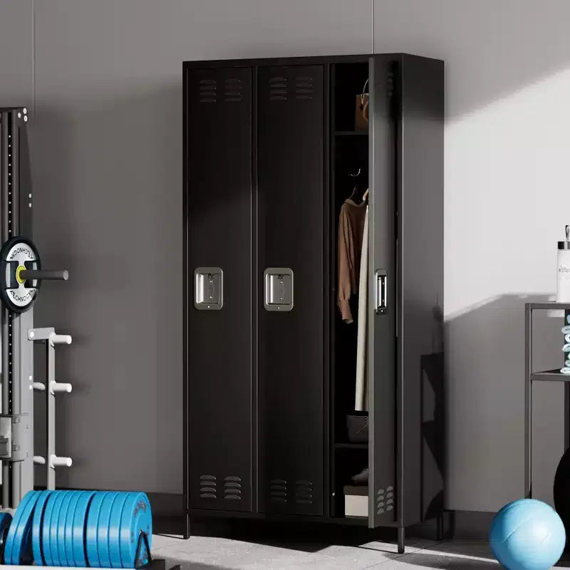 3 Doors Steel Storage, Metal Locker for School Office Gym, 72 Inch Locker Cabinet for Employees,Industrial Storage Locker with 3 Shelves
