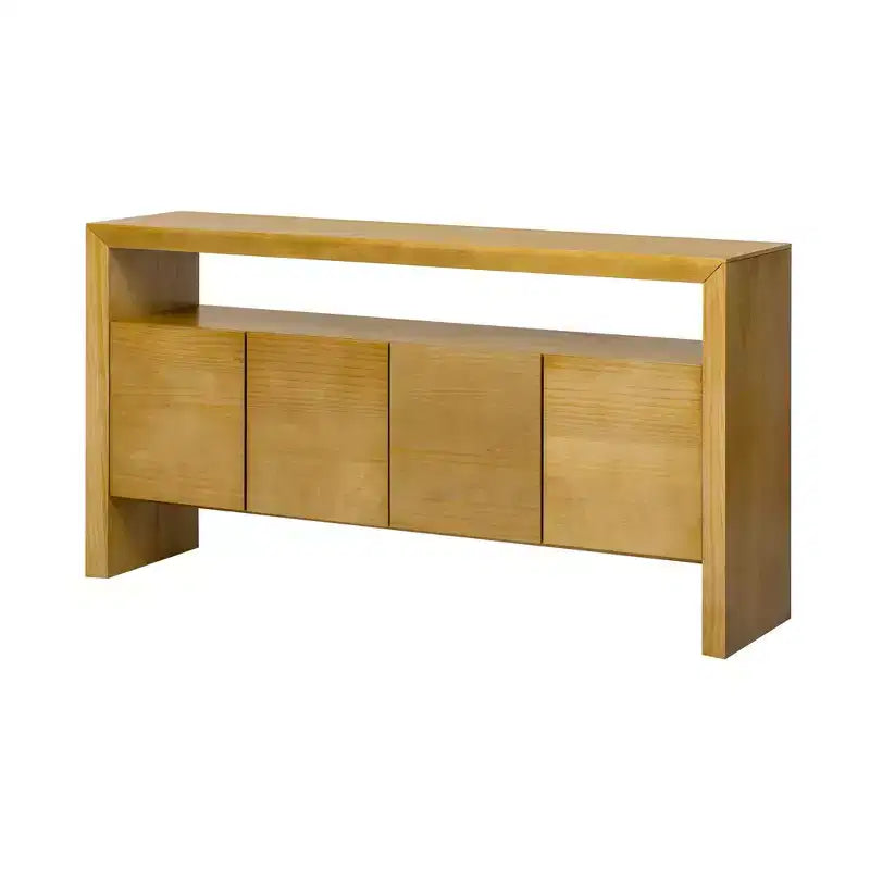 Modern Sideboard Buffet Cabinet with 4 Door and Open Shelf Console Table, Natural