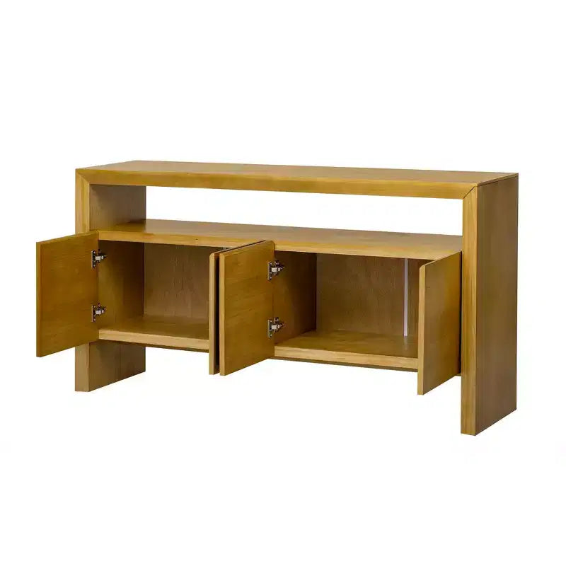 Modern Sideboard Buffet Cabinet with 4 Door and Open Shelf Console Table, Natural