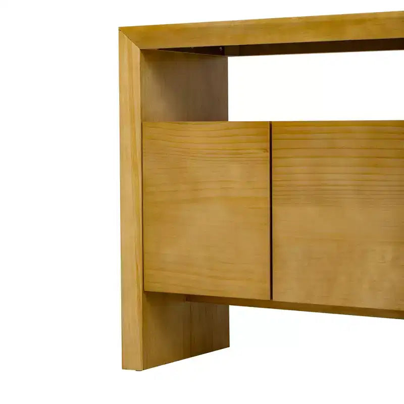 Modern Sideboard Buffet Cabinet with 4 Door and Open Shelf Console Table, Natural
