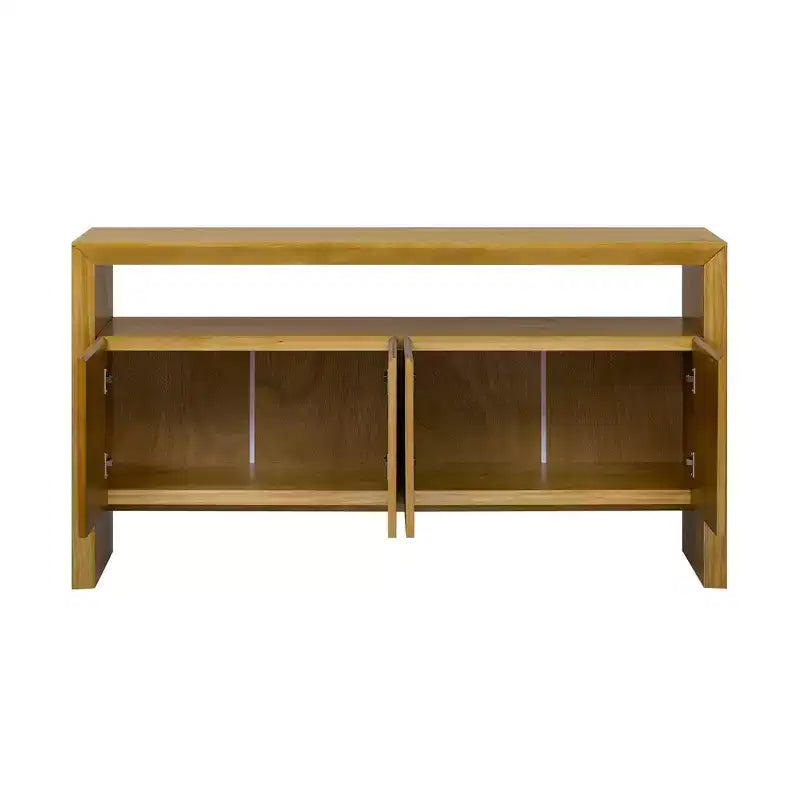 Modern Sideboard Buffet Cabinet with 4 Door and Open Shelf Console Table, Natural