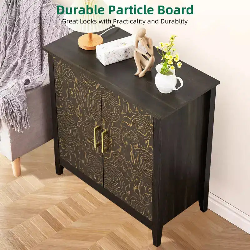 Sideboard mit Stauraum, moderne Aufbewahrungsschränke mit verstellbaren Einlegeböden, Konsolentisch für Küche, Esszimmer und Eingangsbereich, schwarz