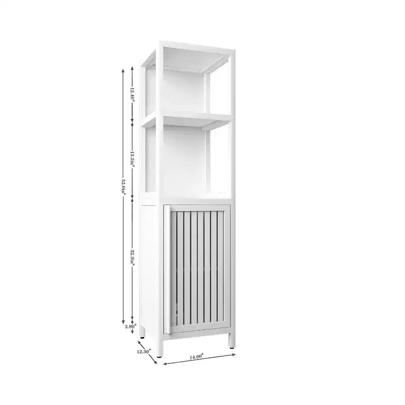Bamboo Bathroom Storage Cabinet, Multifunctional Freestanding Cabinet with 2 Shelves&1 Door, Bathroom & Kitchen Organizer