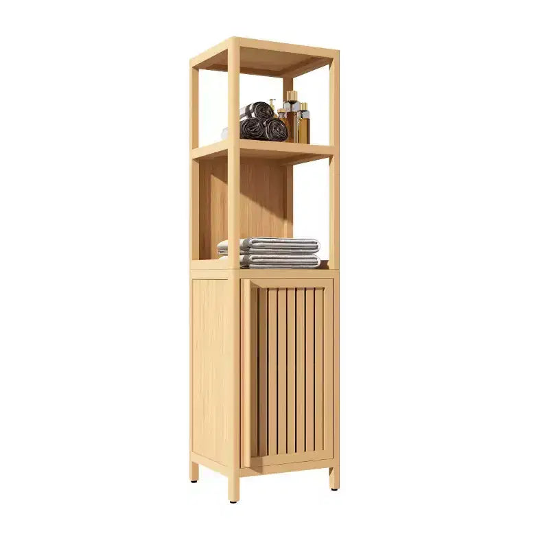 Bamboo Bathroom Storage Cabinet, Multifunctional Freestanding Cabinet with 2 Shelves&1 Door, Bathroom & Kitchen Organizer