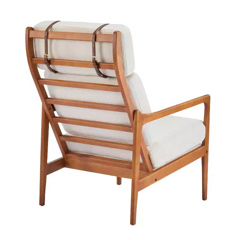 Mid-Century Modern Accent Chair with Solid Wood Frame and Padded Cushions, for Living Room or Reading Corner, Beige