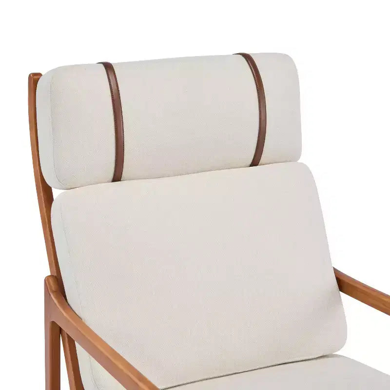 Mid-Century Modern Accent Chair with Solid Wood Frame and Padded Cushions, for Living Room or Reading Corner, Beige