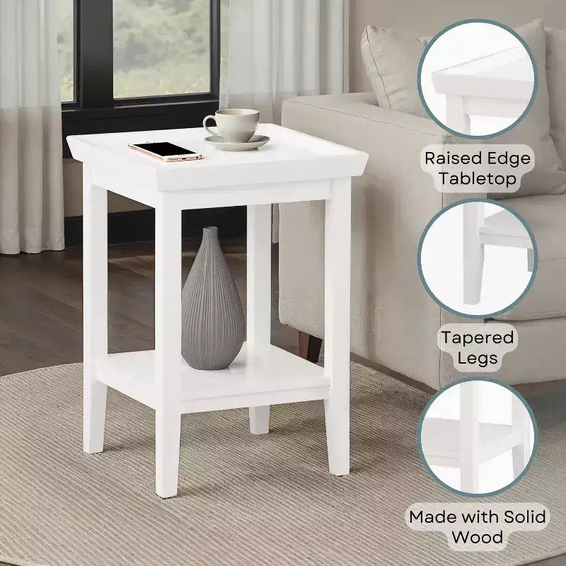 26 in.H White Color Rectangle Wood Table Top End Table 1 -piece