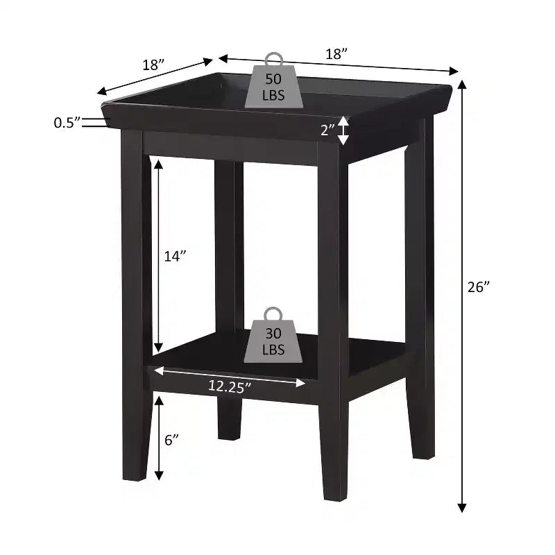26 in.H White Color Rectangle Wood Table Top End Table 1 -piece