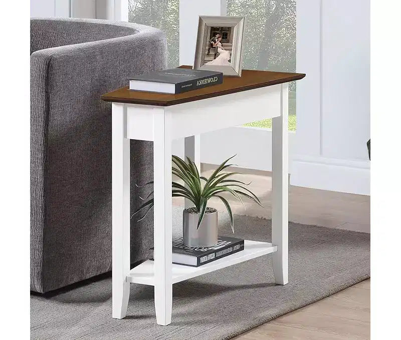 Mesa auxiliar redonda con estante inferior, elegante mesa auxiliar con patas curvas, mesa decorativa con estilo para guardar cosas en la sala de estar