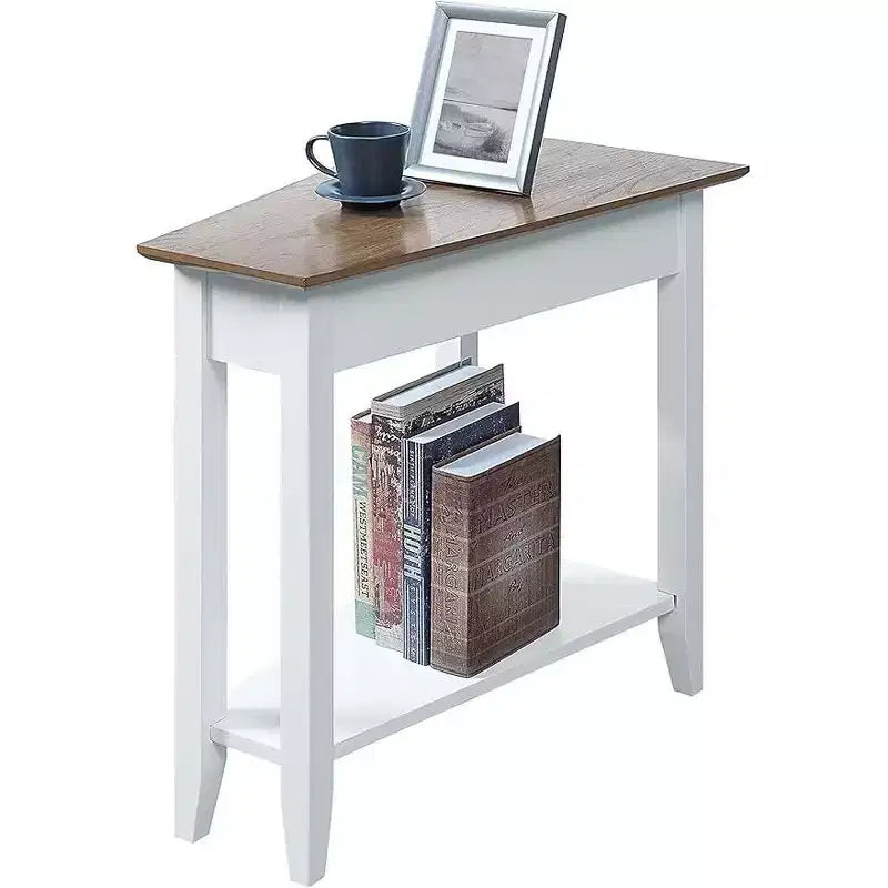 Mesa auxiliar redonda con estante inferior, elegante mesa auxiliar con patas curvas, mesa decorativa con estilo para guardar cosas en la sala de estar