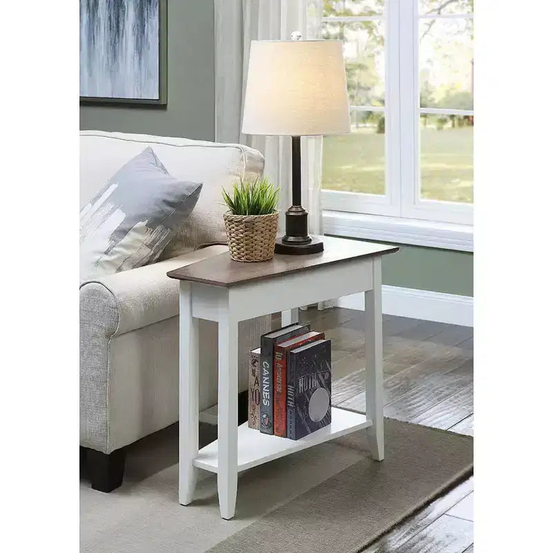 Mesa auxiliar redonda con estante inferior, elegante mesa auxiliar con patas curvas, mesa decorativa con estilo para guardar cosas en la sala de estar