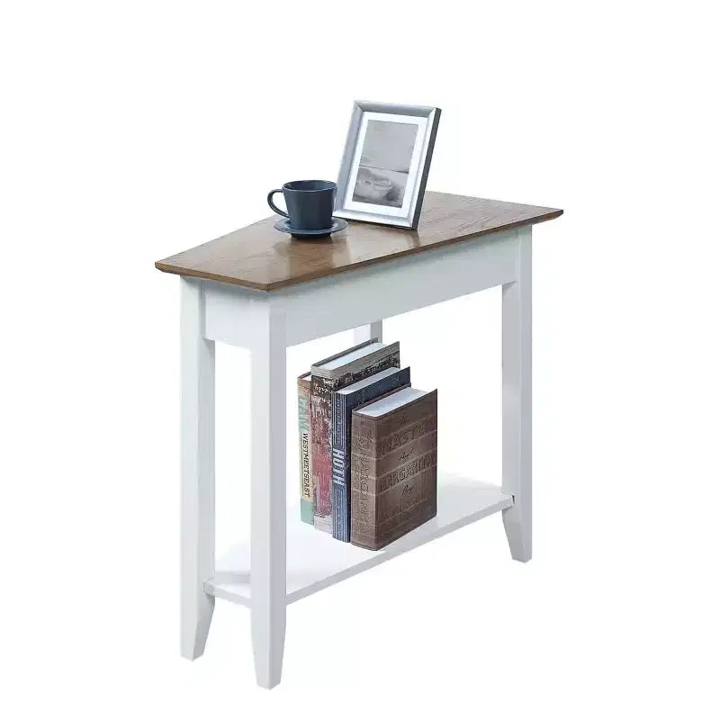 Mesa auxiliar redonda con estante inferior, elegante mesa auxiliar con patas curvas, mesa decorativa con estilo para guardar cosas en la sala de estar