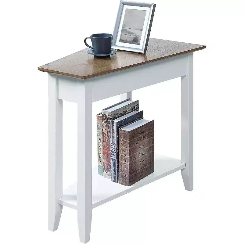 Mesa auxiliar redonda con estante inferior, elegante mesa auxiliar con patas curvas, mesa decorativa con estilo para guardar cosas en la sala de estar