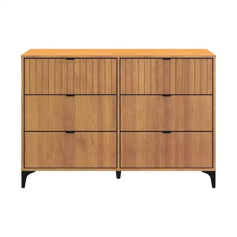 6 Drawer Dresser (Interlock) - Amber Walnut