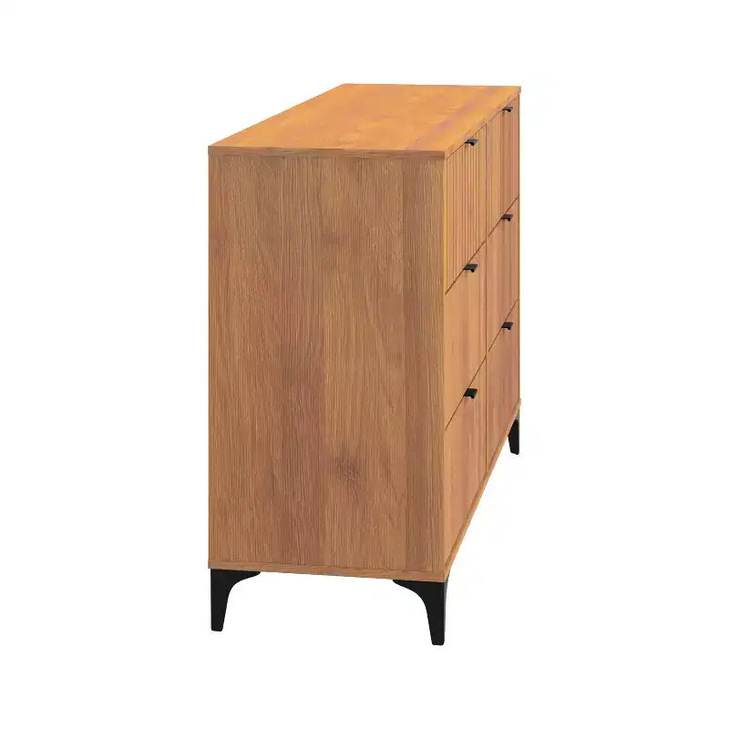 6 Drawer Dresser (Interlock) - Amber Walnut