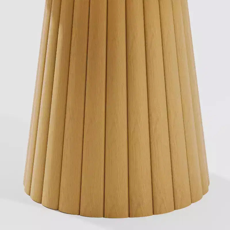 Mesa de comedor redonda de madera de 52 para cocina, para 4-6 personas, con borde superior arqueado y base cónica texturizada, para sala de estar, comedor u oficina, natural