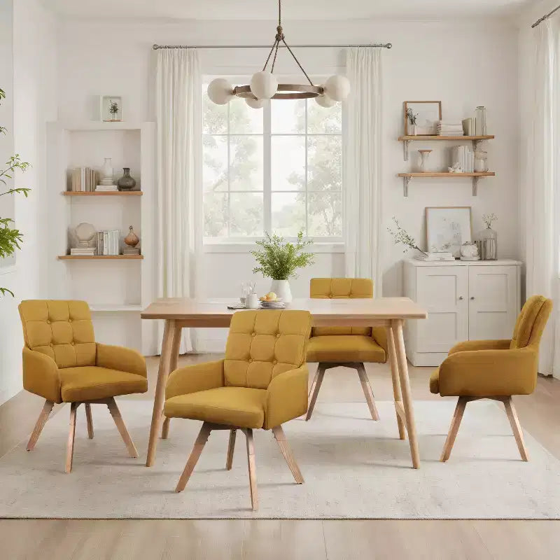Fabric Swivel Dining Chairs, Set of 2