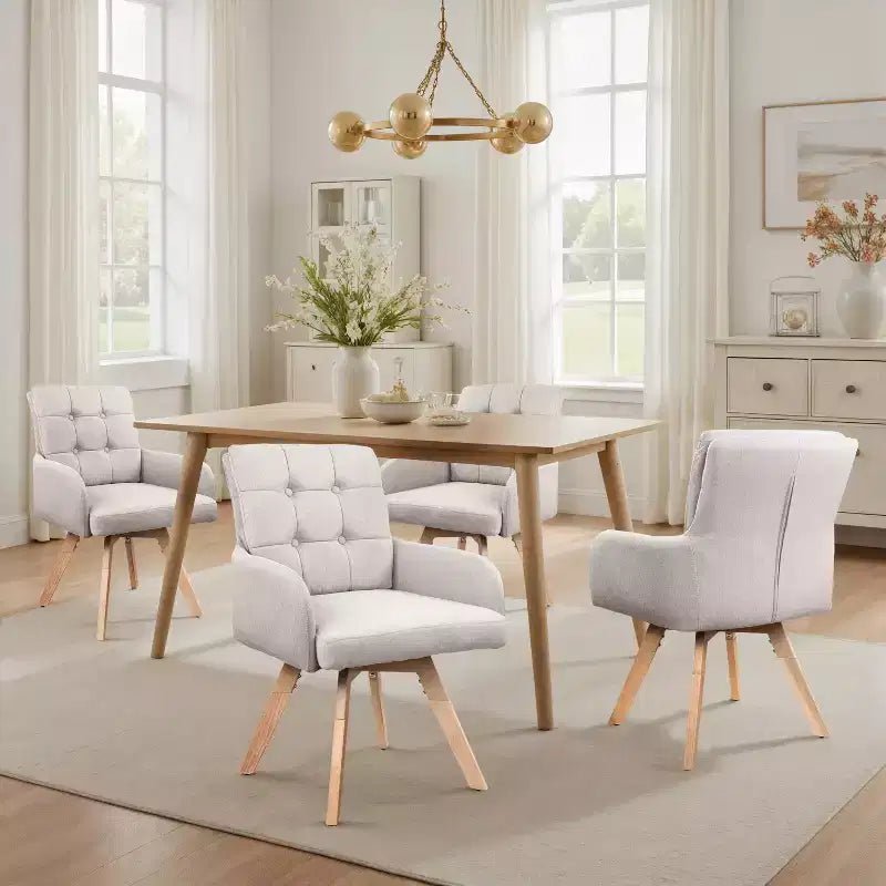 Fabric Swivel Dining Chairs, Set of 2
