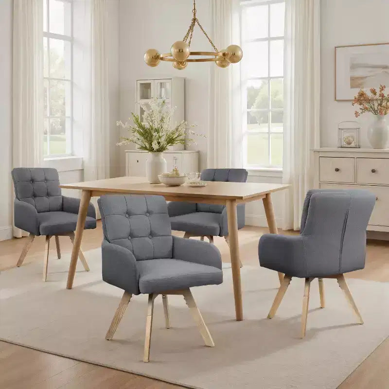 Fabric Swivel Dining Chairs, Set of 2