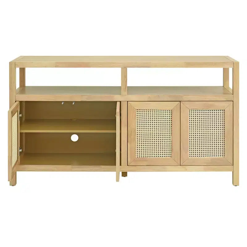 Buffet de style bohème, buffet avec 4 portes et 1 étagère ouverte, meuble de rangement pour salon, salle à manger et cuisine
