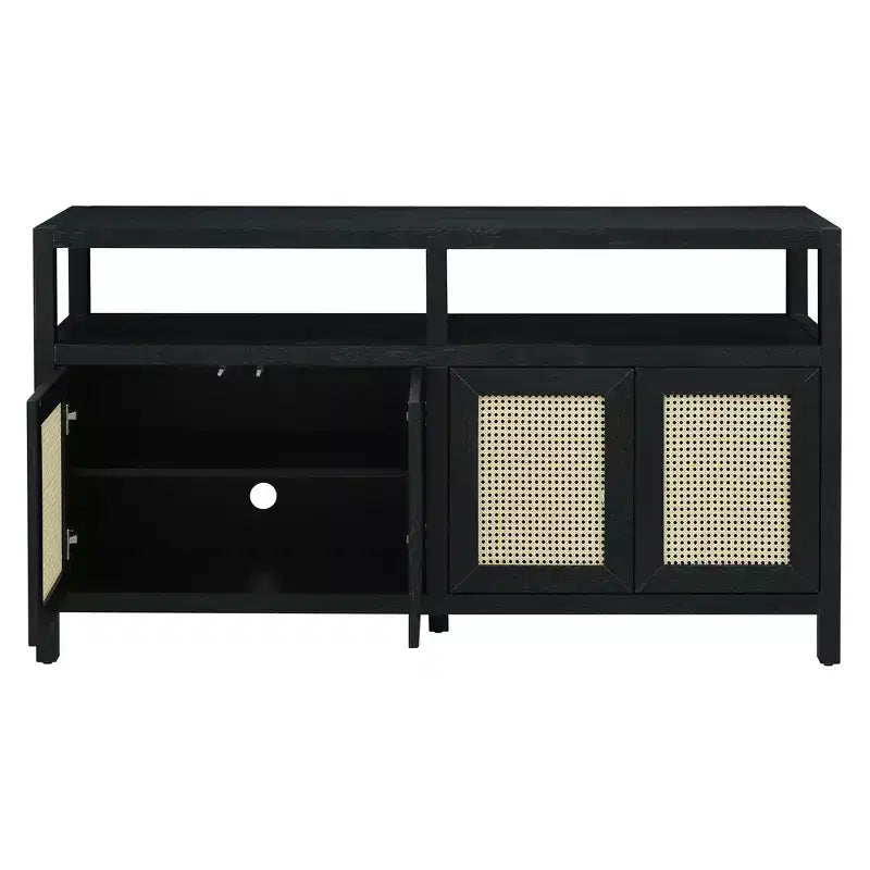 Buffet de style bohème, buffet avec 4 portes et 1 étagère ouverte, meuble de rangement pour salon, salle à manger et cuisine