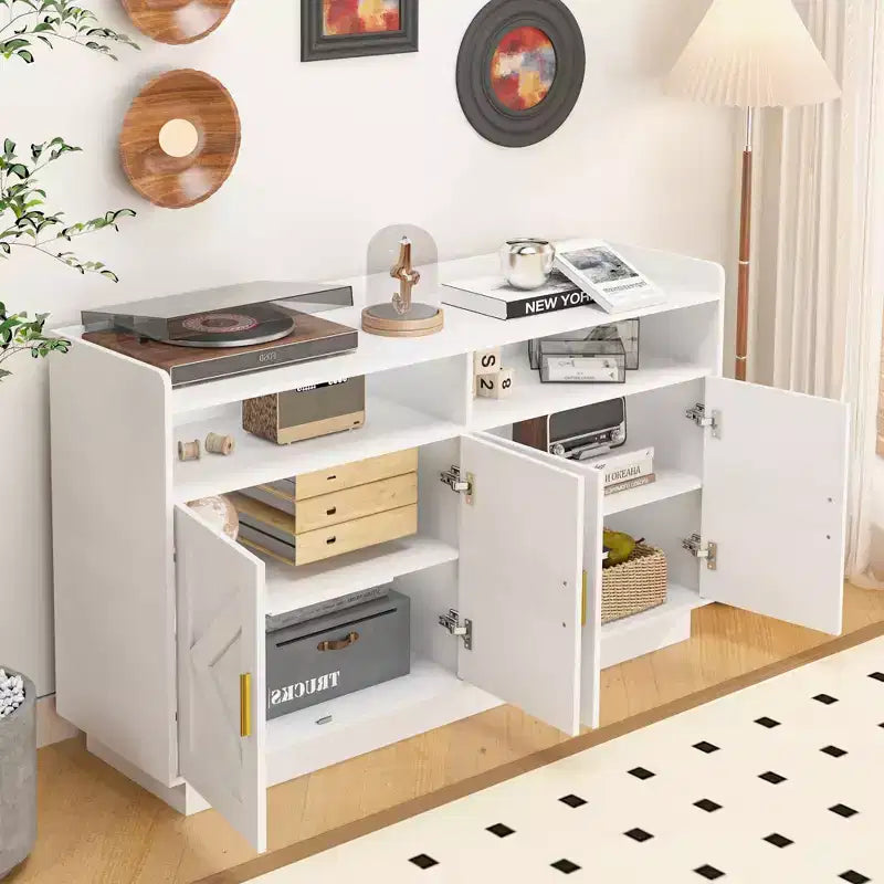 Sideboard Cabinet, Bufft Cabinet with 4 Doors and 2 Drawers, Metal Handle, Storage Cabinet for Living Room, Dining Room, Kitchen
