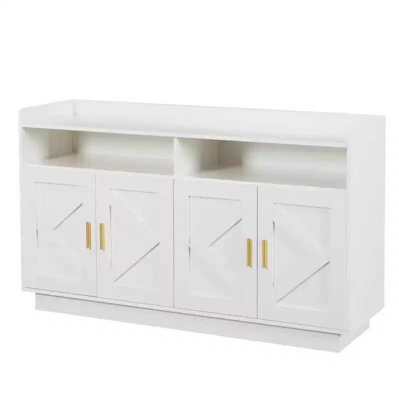 Sideboard Cabinet, Bufft Cabinet with 4 Doors and 2 Drawers, Metal Handle, Storage Cabinet for Living Room, Dining Room, Kitchen