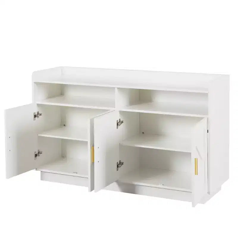 Sideboard Cabinet, Bufft Cabinet with 4 Doors and 2 Drawers, Metal Handle, Storage Cabinet for Living Room, Dining Room, Kitchen