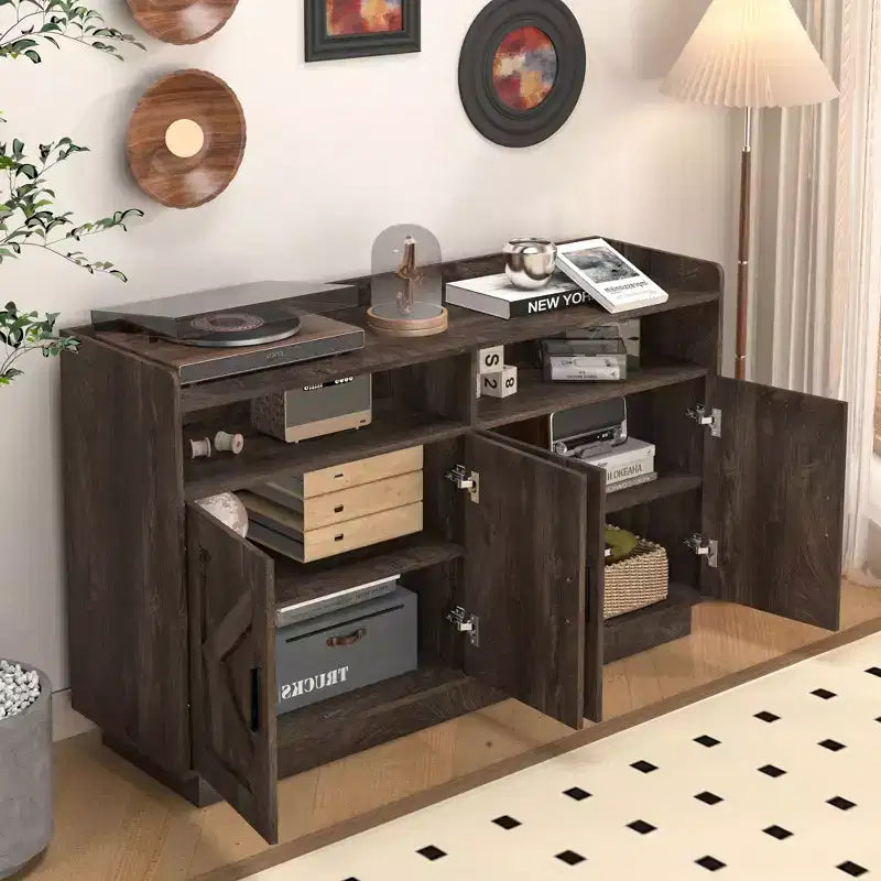 Sideboard Cabinet, Bufft Cabinet with 4 Doors and 2 Drawers, Metal Handle, Storage Cabinet for Living Room, Dining Room, Kitchen