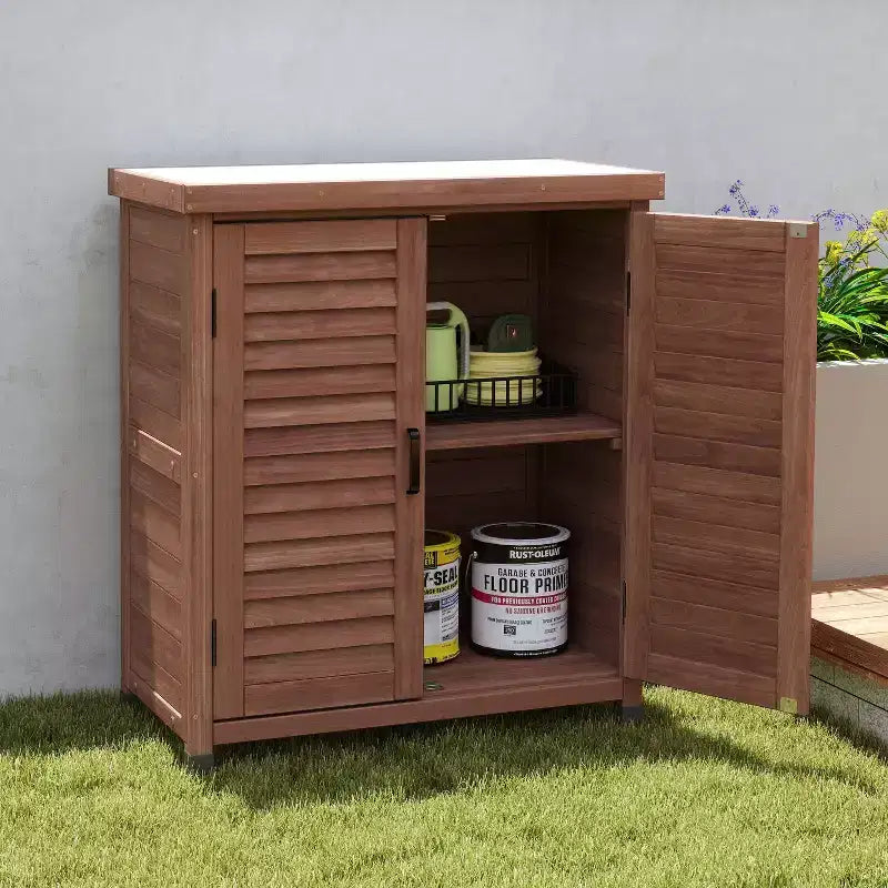 Storage Cabinet with Potting Bench, Kitchen Cabinet with 2 Doors and 2 Shelves, Short Cabinet for Living Room, Dining Room, Kitchen