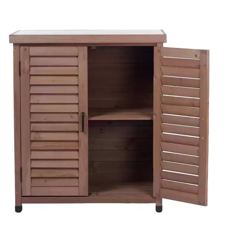 Storage Cabinet with Potting Bench, Kitchen Cabinet with 2 Doors and 2 Shelves, Short Cabinet for Living Room, Dining Room, Kitchen