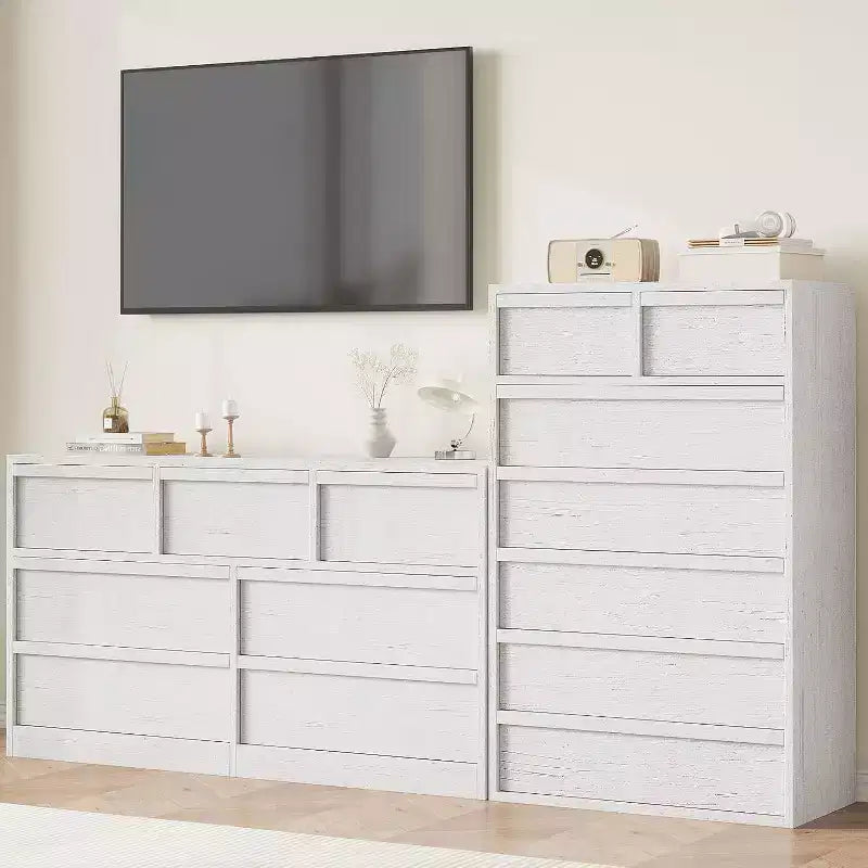 5/7 Drawer Dresser for Bedroom, Modern Tall Chest of Drawers with Large Storage, Wooden Organizer for Living Room, Nursery, Entryway