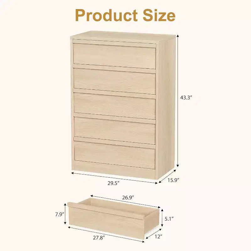 Cómoda de 5/7 cajones para dormitorio, moderna cómoda alta con amplio espacio de almacenamiento, organizador de madera para sala de estar, cuarto infantil o entrada