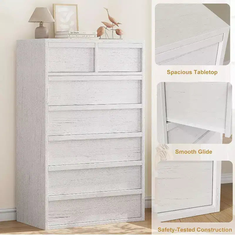 5/7 Drawer Dresser for Bedroom, Modern Tall Chest of Drawers with Large Storage, Wooden Organizer for Living Room, Nursery, Entryway