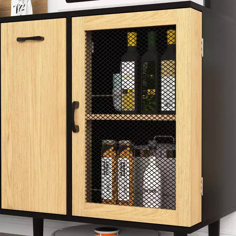 Aparador de madera con 4 puertas y 2 cajones, armario de almacenamiento para sala de estar, comedor o cocina